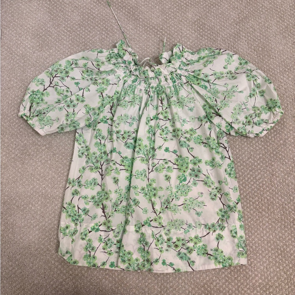J. Crew Kids Blouse with Green Floral Design